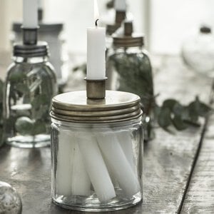Glazen pot kandelaar dinerkaars breed