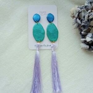 Turquoise en Blauwe Franje Oorbellen