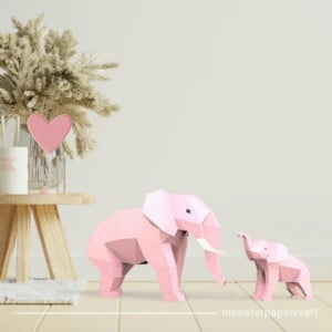 DIY pakket Olifanten Mama & Baby – Roze – compleet knutselpakket met snijmat, liniaal, vouwbeen, mesje