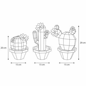 DIY pakket Cactus Trio – compleet knutselpakket met snijmat, liniaal, vouwbeen, mesje