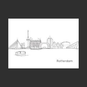 Tekening skyline Rotterdam
