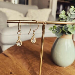Oorbellen 24 k goud vermeil bergkristal