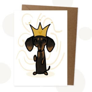 Mix van 4 luxe Teckel Kaarten + Stickervel