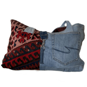 Kelim tas met gerecyclede jeans