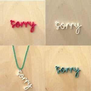 3Dprinted hanger voor ketting "Sorry"