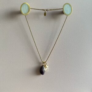 Alternative view of Edelsteenketting met Amethist & Citrien, met Ginkgo bedel
