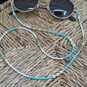 Zonnebrilkoordje ocean bleu pearls