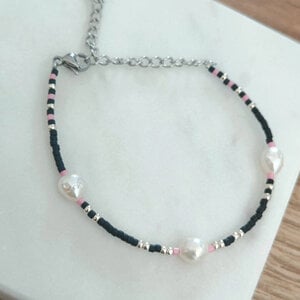 Pearl bracelet pink/black