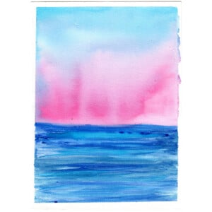 Aquarelle zeezicht: Een vroege lentedag