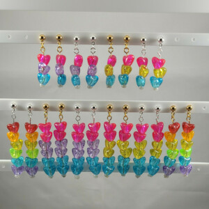 Glitter hart regenboog oorbellen