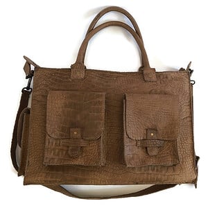 Leren werk / reis tas croco 'isabelle'