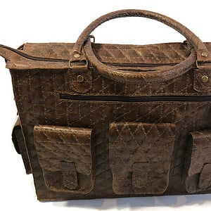 Leren werk / reis tas quilted 'tiny'