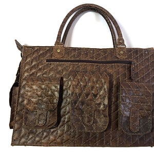Leren werk / reis tas quilted 'tiny'