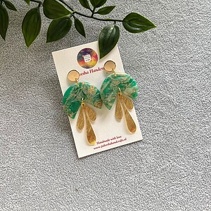 Ella Imitated Stone look sea green turquoise color Polymer clay earrings