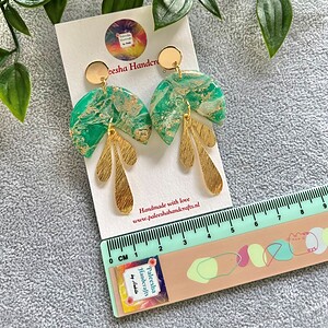 Ella Imitated Stone look sea green turquoise color Polymer clay earrings