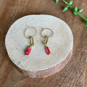 Oorbellen rood tube schelp