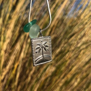 Zeeglas my loves ketting zilver