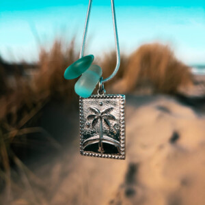 Zeeglas my loves ketting zilver