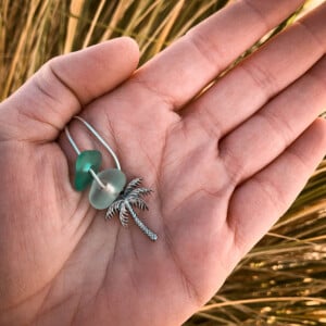 Zeeglas palmboom ketting zilver