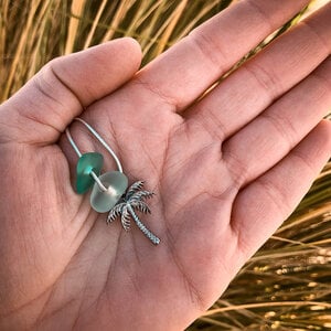 Zeeglas palmboom ketting zilver