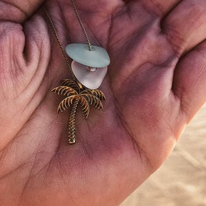 Zeeglas palmboom ketting goud