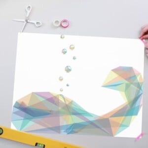Geometrische bubbelige walvis poster