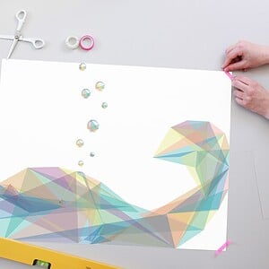 Geometrische bubbelige walvis poster
