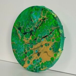 Bladgoud. Schilderij WinWun 2022/44 Acryl on canvas art. Ø20cm/Ø8INCH
