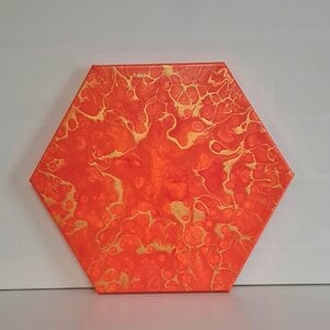 Golden Hour. Schilderij WinWun 2022/49 on canvas art. Hexagon 26x30cm/10×12inch