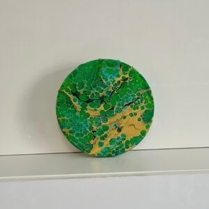 Bladgoud. Schilderij WinWun 2022/44 Acryl on canvas art. Ø20cm/Ø8INCH