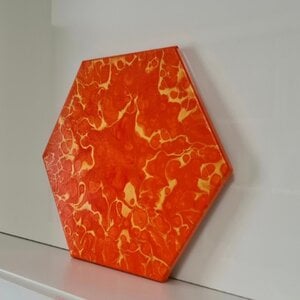 Golden Hour. Schilderij WinWun 2022/49 on canvas art. Hexagon 26x30cm/10×12inch