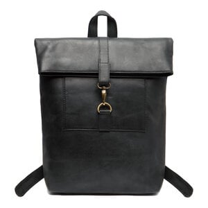 Beocca - Leren rugzak Cleo zwart glad leer - 14" laptoptas