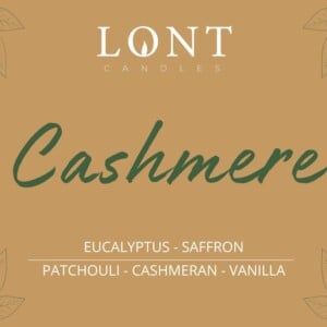 Cashmere - sojawas geurkaars (geen ftalaten en paraffine) - eucalyptus, saffron / patchouli, cashmeran, vanilla