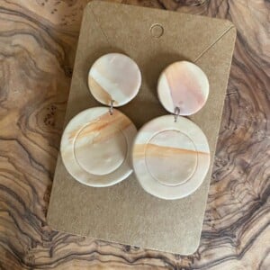 Oorbellen | Duo (rond) beige