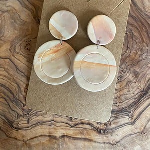 Oorbellen | Duo (rond) beige