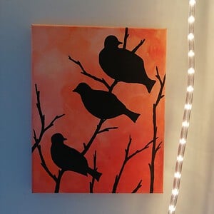 Schilderij Merels