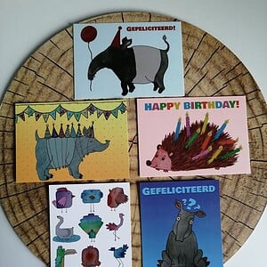 Set 5 kaarten verjaardag