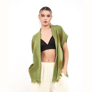 Mouwloos Vest - Bloem Van Het Leven - Groen