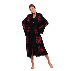 Koraal Lange Kimono-Zwart