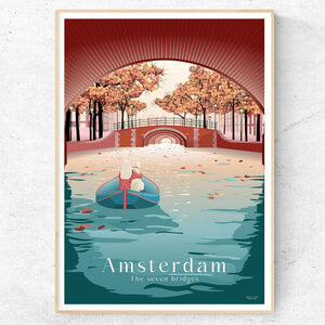 Print Amsterdam, The Seven Bridges - A4, 30x40cm