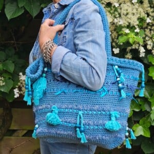 Gehaakte tas, Ibiza Beach-bag blue jeans