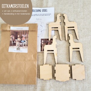 Poppenhuis Eetkamerstoelen Set - Meubelset van 2 stoelen