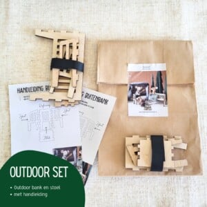 Poppenhuis Outdoor Set - Miniatuurhuis Set van bank en stoel