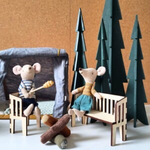 Poppenhuis Outdoor Set - Miniatuurhuis Set van bank en stoel