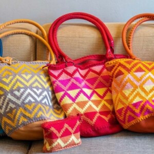 Tas, gehaakt met leer, Borsa rossa