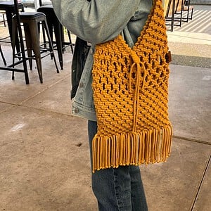 Macrame tas mosterd