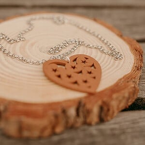 Houten hart ketting