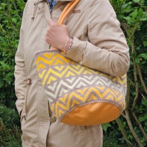 Tas, gehaakt met leer, Sunny-side-up
