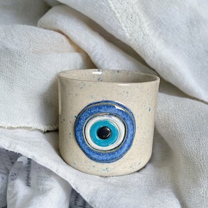 Handgemaakte Keramiek - Sojawaskaars - Boze oog