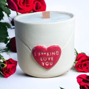 Handgemaakte Keramiek - Sojawaskaars - Ik Houd Van Je